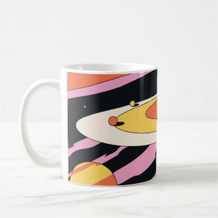 Psychedelischer Raum: Geometrische Formen der 70er Kaffeetasse