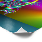 Psychedelischer Regenbogen-Fraktal-Abstrakter Spir Poster (Ecke)