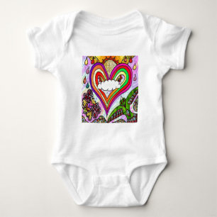 Psychedelischer Regenbogen-Herz-Kunstprint Baby Strampler