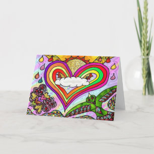 Psychedelischer Regenbogen-Herz-Kunstprint Feiertagskarte