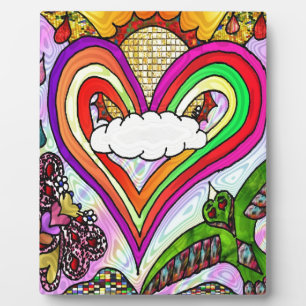 Psychedelischer Regenbogen-Herz-Kunstprint Fotoplatte