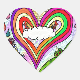 Psychedelischer Regenbogen-Herz-Kunstprint Herz-Aufkleber