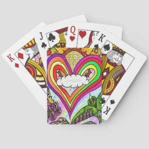 Psychedelischer Regenbogen-Herz-Kunstprint Spielkarten
