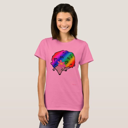 Psychedelischer Regenbogen-Igel Ladys T - Shirt (Vorne ganz)