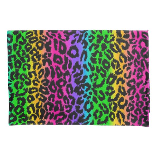 Psychedelischer Regenbogen-Leopard-Tierdruck Kissenbezug (Vorderseite)