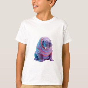 Psychedelischer Regenbogen-Marmor-Walross-Kinder T-Shirt