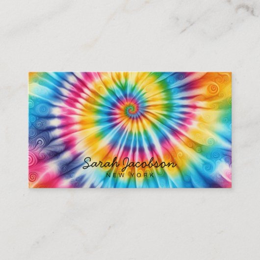 Psychedelischer Regenbogen Retro-Tie-Dye Visitenkarte (Vorderseite)