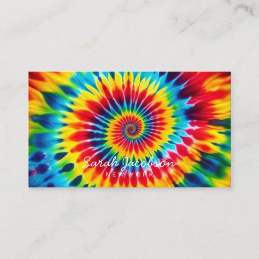 Psychedelischer Regenbogen-Retro-Tie-Dye Visitenkarte (Vorderseite)