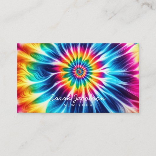 Psychedelischer Regenbogen Retro-Tie-Dye Visitenkarte (Vorderseite)