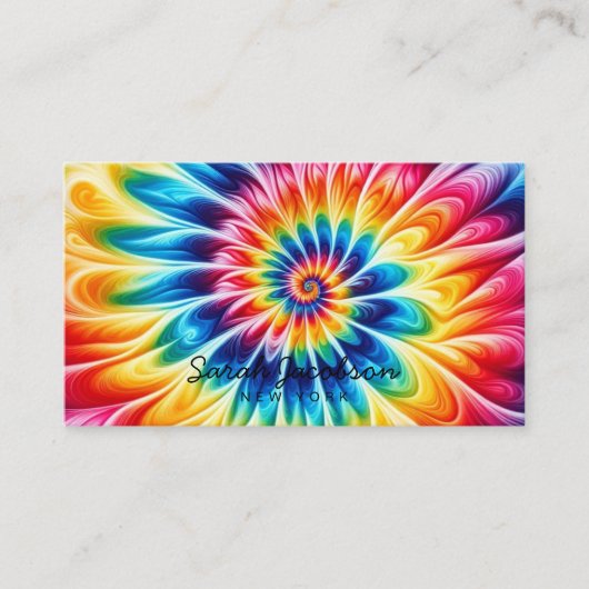 Psychedelischer Regenbogen Retro-Tie-Dye Visitenkarte (Vorderseite)