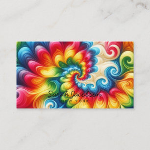 Psychedelischer Regenbogen Retro-Tie-Dye Visitenkarte