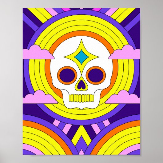 Psychedelischer Regenbogen-Schädel Poster (Vorne)