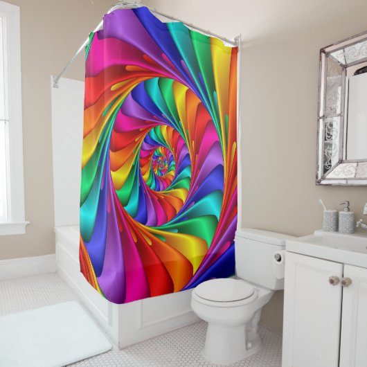 Psychedelischer Regenbogen-Spiralen-Duschvorhang Duschvorhang (Beispiel)