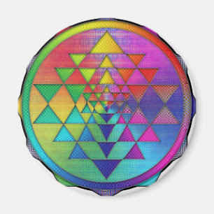 Psychedelischer Regenbogen Sri Yantra für Magnet
