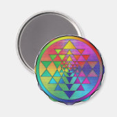 Psychedelischer Regenbogen Sri Yantra für Wohlstan Magnet (Vorderseite/Rückseite)