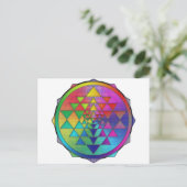 Psychedelischer Regenbogen Sri Yantra für Wohlstan Postkarte (Stehend Vorderseite)