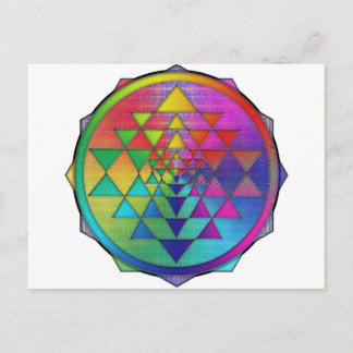 Psychedelischer Regenbogen Sri Yantra für Wohlstan Postkarte