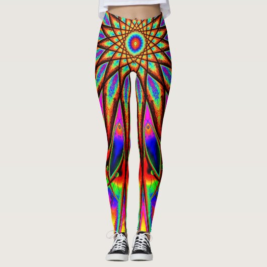 Psychedelischer Regenbogen-Stern Leggings (Vorderseite)