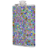 Psychedelischer Regenbogen Texturierte Mosaikflies Flachmann (Links)