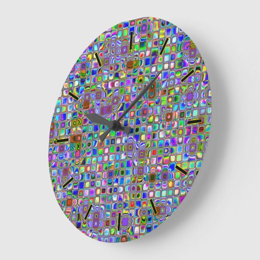 Psychedelischer Regenbogen Texturierte Mosaikflies Große Wanduhr (Winkel)