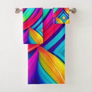 Psychedelischer Regenbogen-Vortex Badhandtuch Set