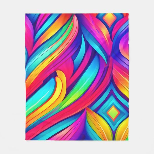 Psychedelischer Regenbogen-Vortex Fleecedecke (Vorderseite)