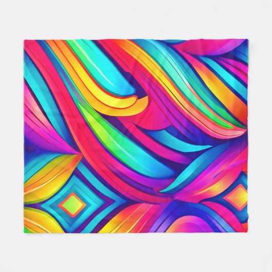 Psychedelischer Regenbogen-Vortex Fleecedecke (Vorderseite (Horizontal))