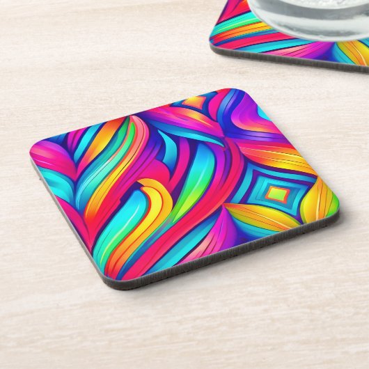 Psychedelischer Regenbogen-Vortex Getränkeuntersetzer (Linke Seite)