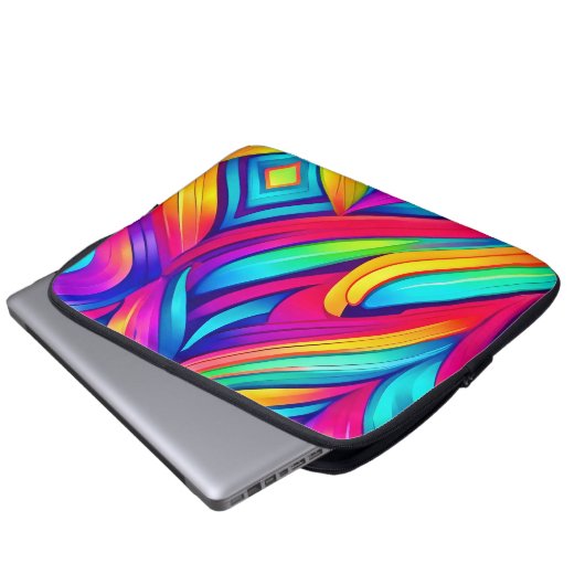 Psychedelischer Regenbogen-Vortex Laptopschutzhülle (Vorne Knopf)