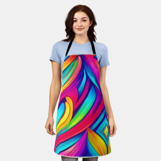 Psychedelischer Regenbogen-Vortex Schürze (Getragen)