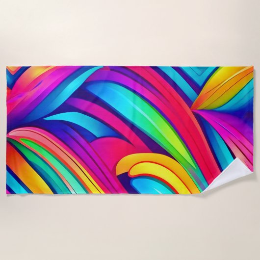 Psychedelischer Regenbogen-Vortex Strandtuch (Vorderseite)
