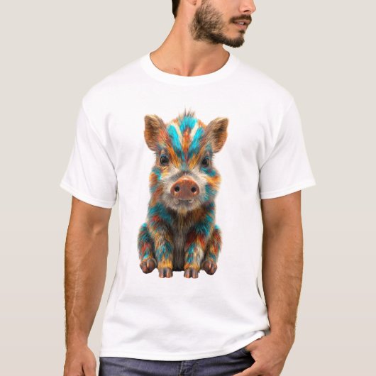Psychedelischer Regenbogen-Wildschwein-Ferkel-Männ T-Shirt (Vorderseite)