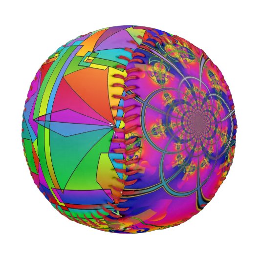 Psychedelischer Regenbogenball Baseball (Schrägansicht)