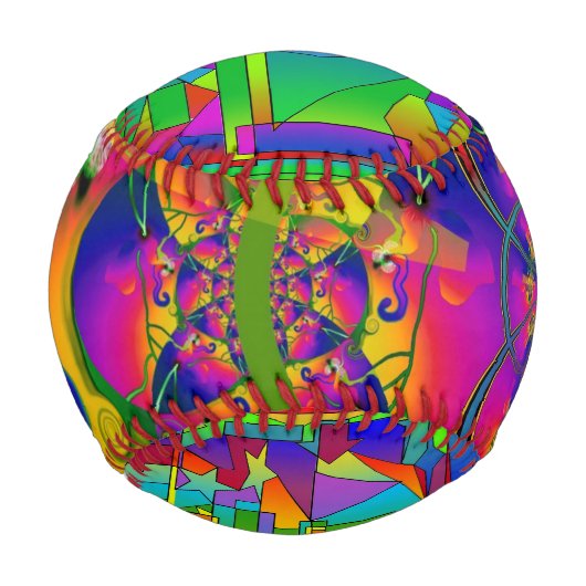 Psychedelischer Regenbogenball Baseball (Vorderseite)