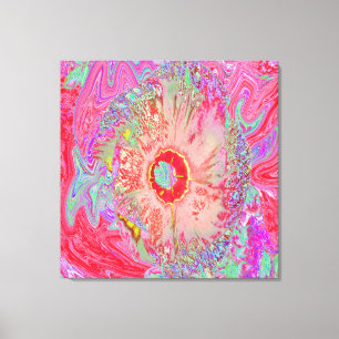 Psychedelischer Retro Coral Rainbow Hibiskus Leinwanddruck