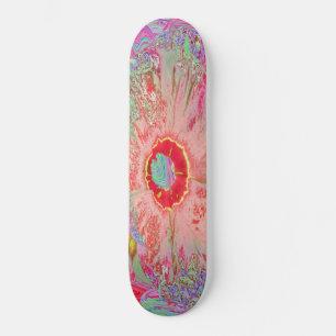 Psychedelischer Retro Coral Rainbow Hibiskus Skateboard