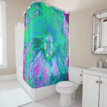 Psychedelischer Retro-Grün- und Hot-Pink-Hibisken