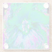 Psychedelischer Retro-Grün- und Hot-Pink-Hibisken Glasuntersetzer (Rückseite)