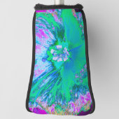 Psychedelischer Retro-Grün- und Hot-Pink-Hibisken Golf Headcover (Rotieren 90)