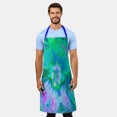 Psychedelischer Retro-Grün- und Hot-Pink-Hibisken Schürze (Getragen)