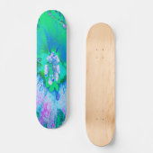 Psychedelischer Retro-Grün- und Hot-Pink-Hibisken Skateboard (Vorderseite)