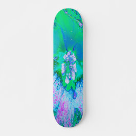 Psychedelischer Retro-Grün- und Hot-Pink-Hibisken Skateboard