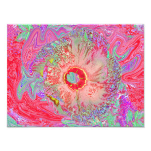 Psychedelischer Retro-Korallen-Regenbogen-Hibiskus Fotodruck