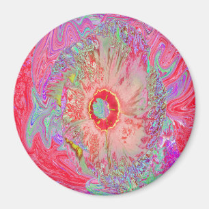 Psychedelischer Retro-Korallen-Regenbogen-Hibiskus Magnet