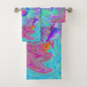 Psychedelischer Retro Rainbow Blue Hibiskus Badhandtuch Set (Insitu)