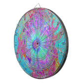 Psychedelischer Retro Rainbow Blue Hibiskus Dartscheibe (Vorderseite rechts)