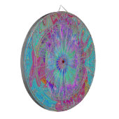 Psychedelischer Retro Rainbow Blue Hibiskus Dartscheibe (Vorderseite Links)