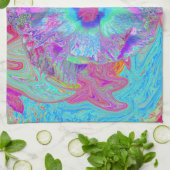 Psychedelischer Retro Rainbow Blue Hibiskus Geschirrtuch (Gefaltet)