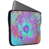 Psychedelischer Retro Rainbow Blue Hibiskus Laptopschutzhülle (Vorne Rechts)