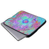 Psychedelischer Retro Rainbow Blue Hibiskus Laptopschutzhülle (Vorne Knopf)